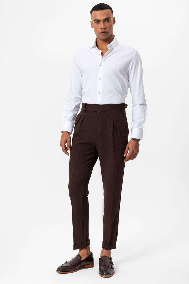 ANT High Waist Pleated Textured Men's Trousers - Beckum