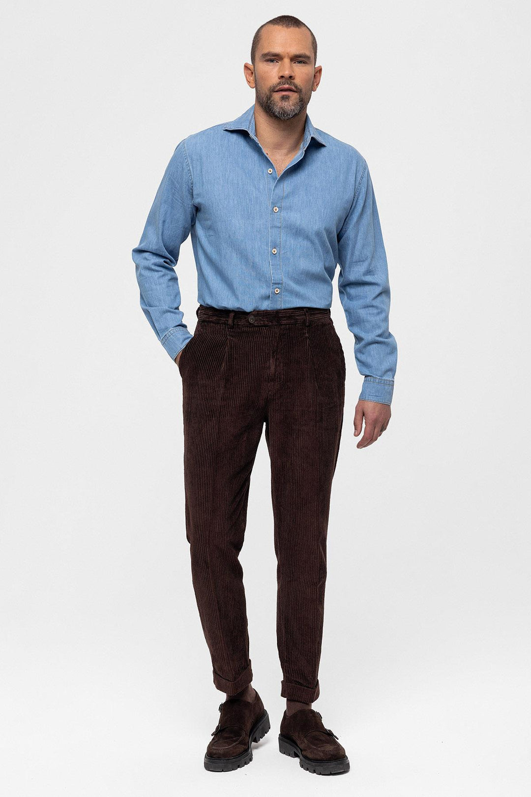 ANT High Waist Pleated Velvet Men's Trousers - Torrejón de Ardoz