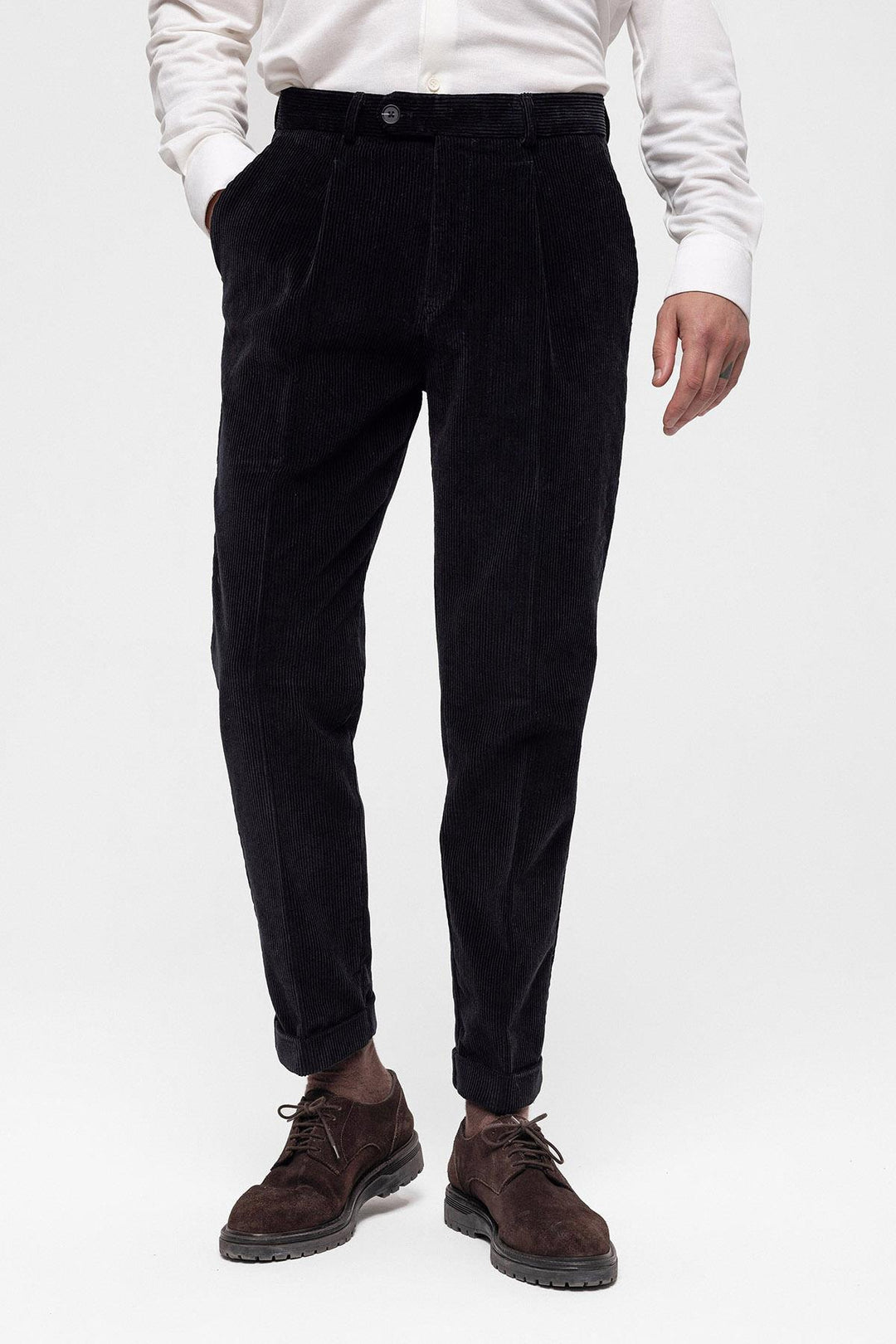 ANT High Waist Pleated Velvet Men's Trousers - San Bruno