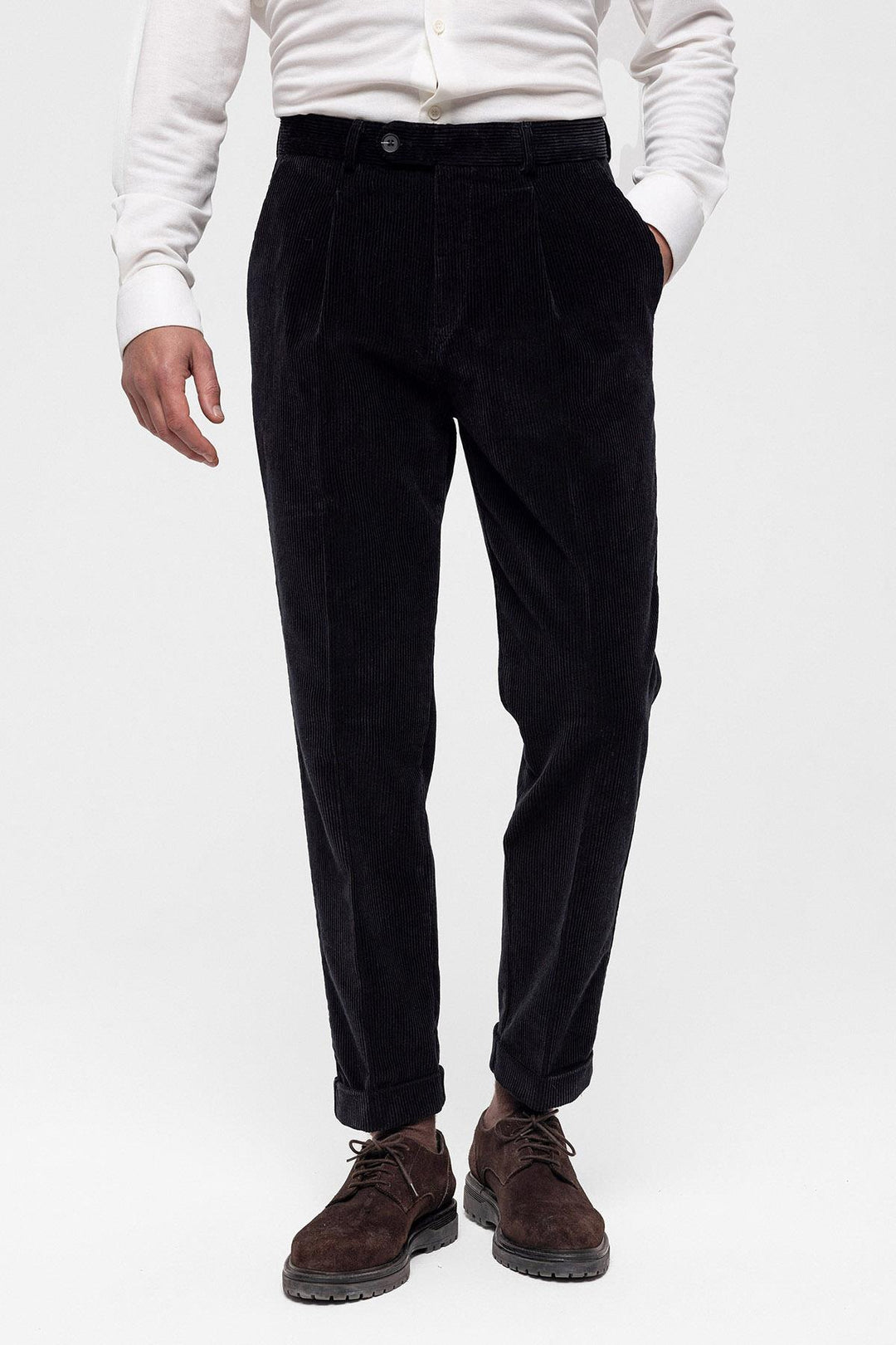 ANT High Waist Pleated Velvet Men's Trousers - San Bruno