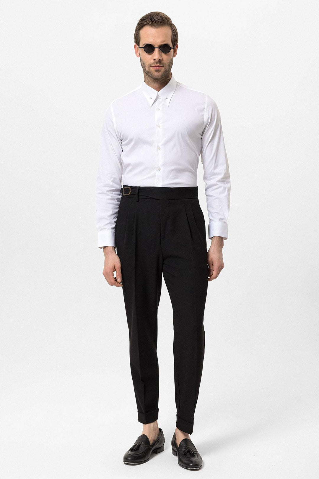 ANT High Waist Pleated Buckle Detailed Men's Trousers - Évreux