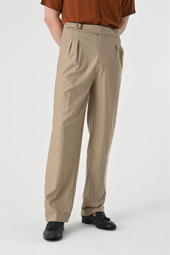 ANT High Waist Buckle Detail Pleated Men's Trousers - Peachtree City