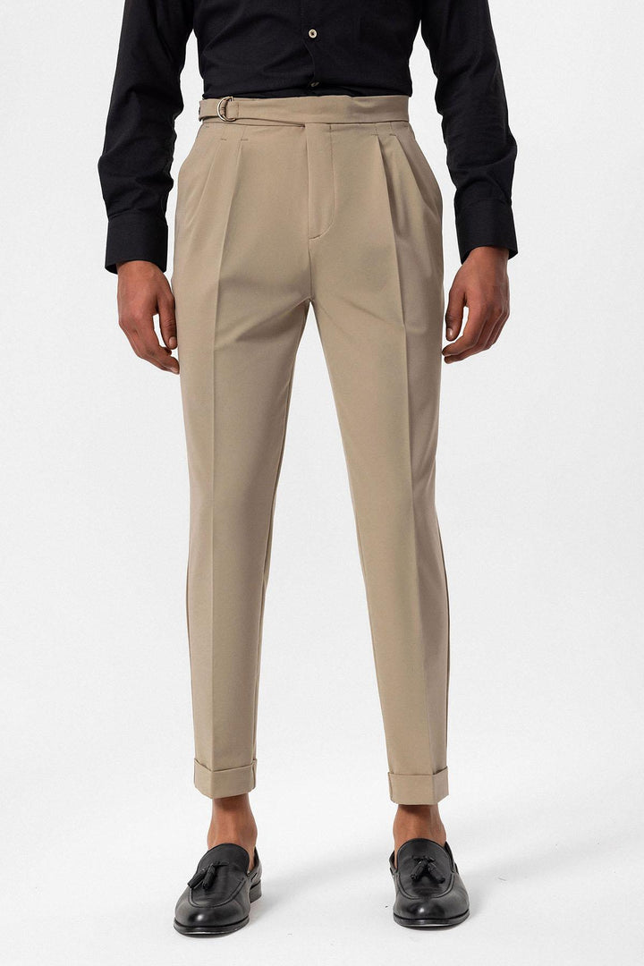 ANT High Waist Buckle Closure Pleated Men's Trousers - Puerto del Rosario