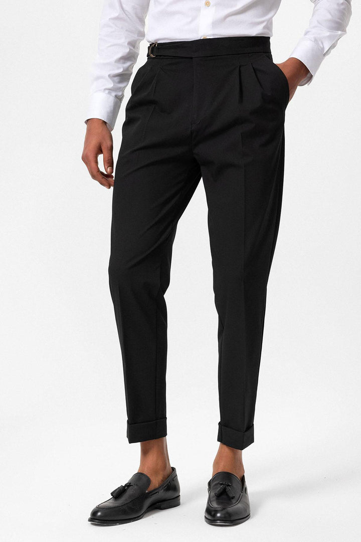 ANT High Waist Buckle Closure Pleated Men's Trousers - Metz