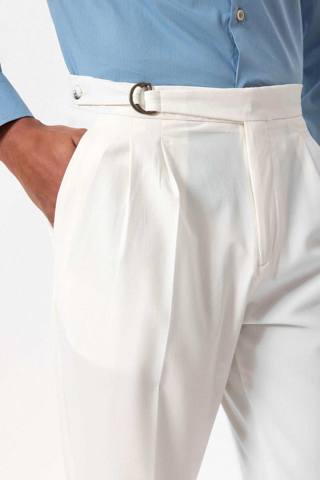 ANT High Waist Buckle Closure Pleated Men's Trousers - Sacramento