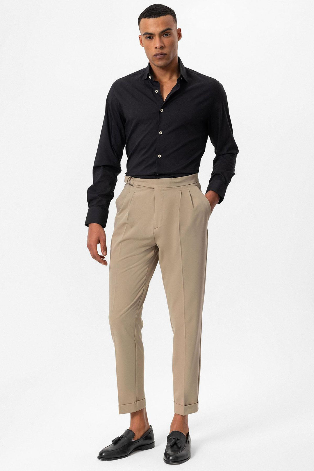 ANT High Waist Buckle Closure Pleated Men's Trousers - Puerto del Rosario