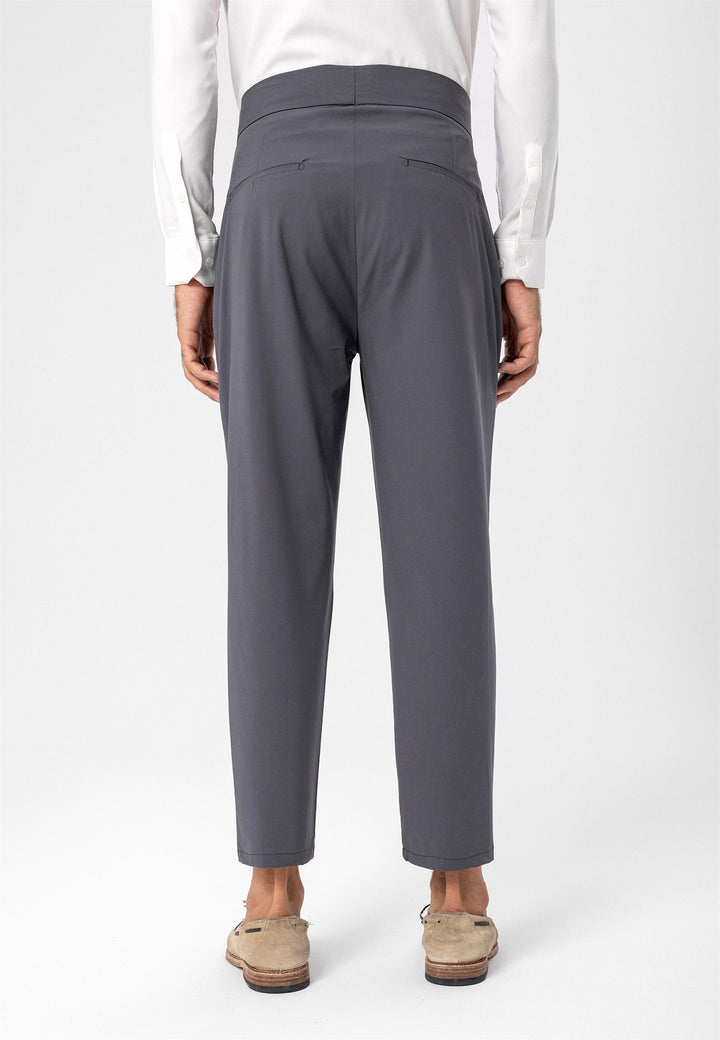 ANT High Waist Buckle Belt Pleated Fabric Trousers - Maple Grove