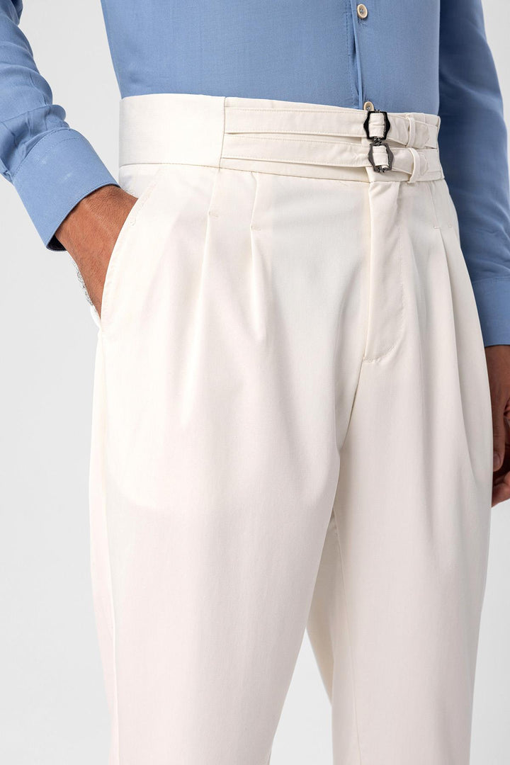 ANT High Waist Buckle Belt Pleated Fabric Trousers - Hampstead