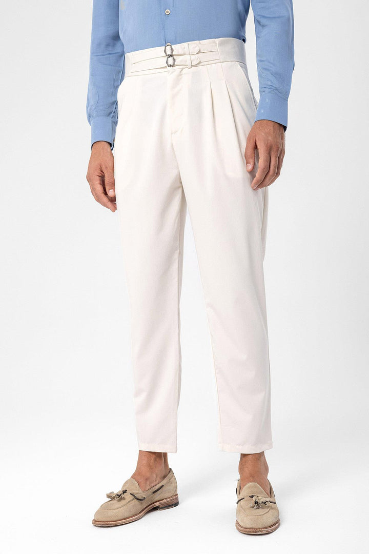 ANT High Waist Buckle Belt Pleated Fabric Trousers - Hampstead