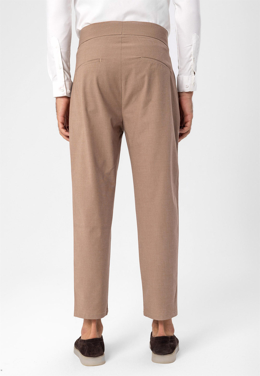 ANT High Waist Buckle Belt Pleated Fabric Trousers - Maisons-Alfort