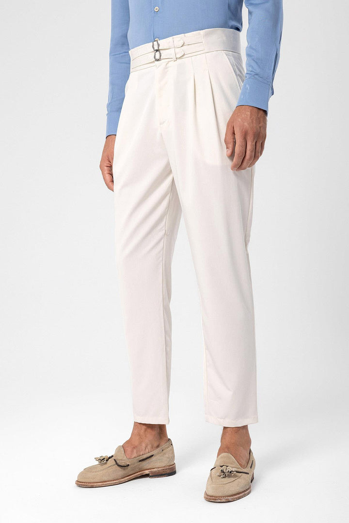 ANT High Waist Buckle Belt Pleated Fabric Trousers - Hampstead