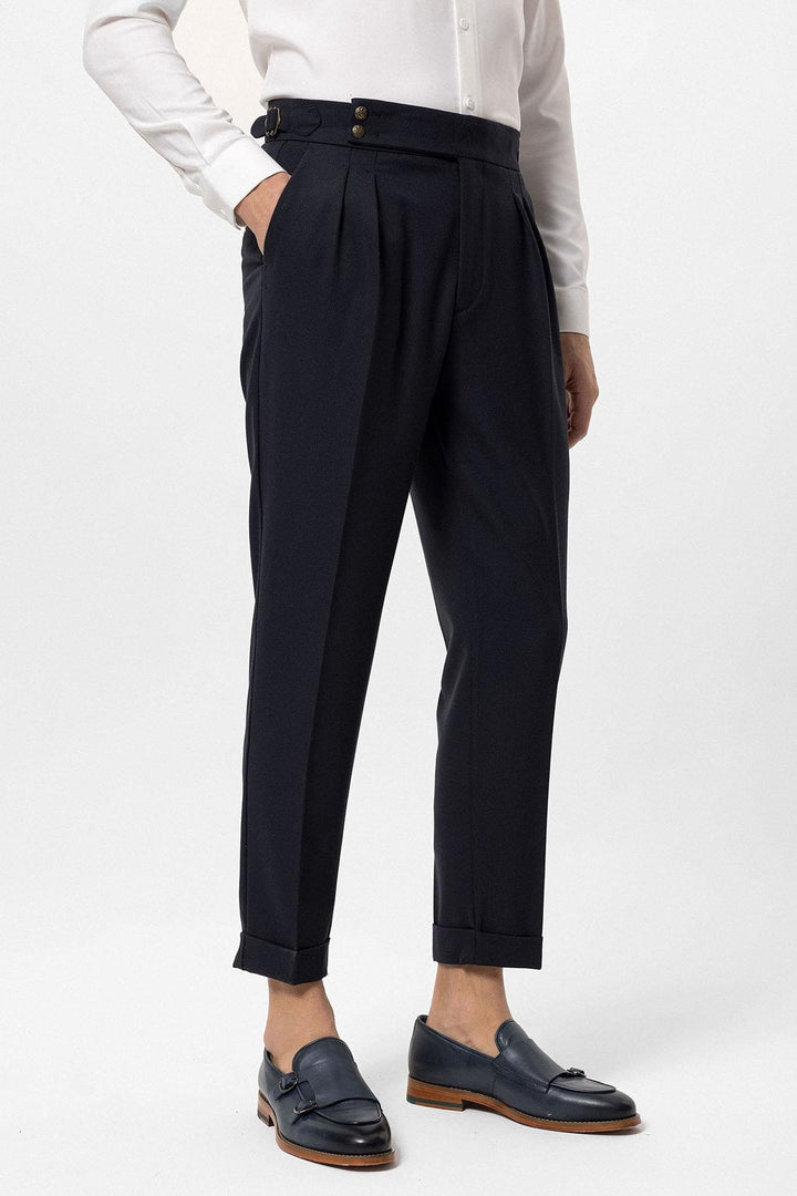 ANT High Waist Side Buckled Pleated Fabric Trousers - Bondy