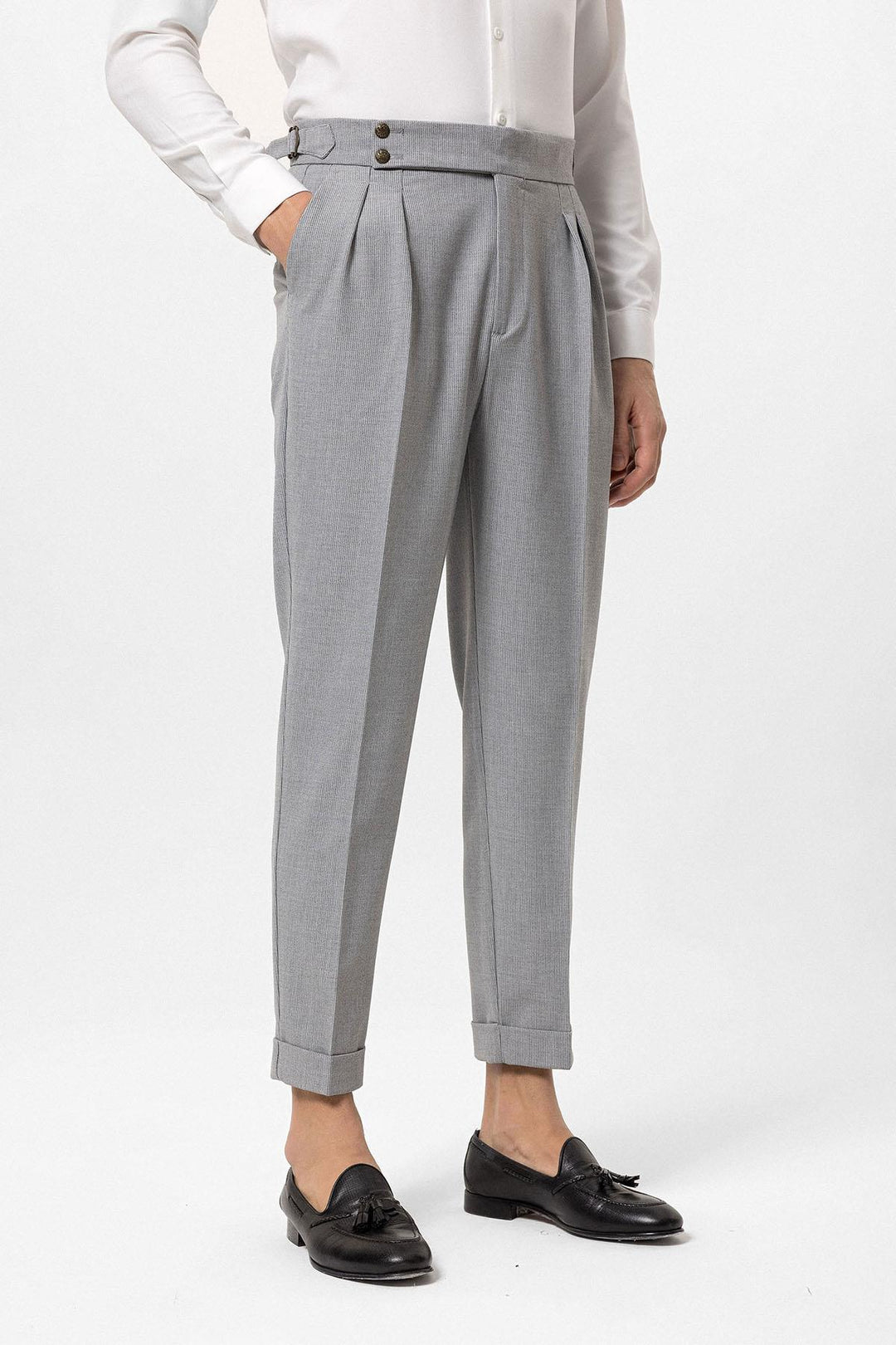 ANT High Waist Side Buckled Pleated Fabric Trousers - Haarlem