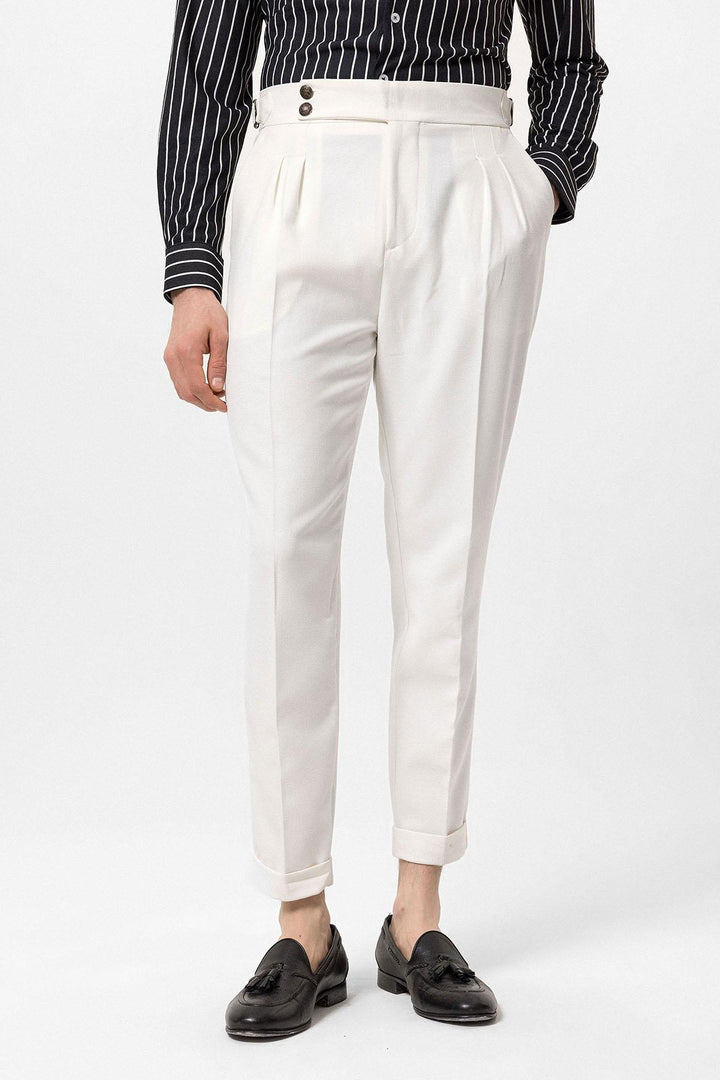 ANT High Waist Side Buckled Pleated Fabric Trousers - Westerville