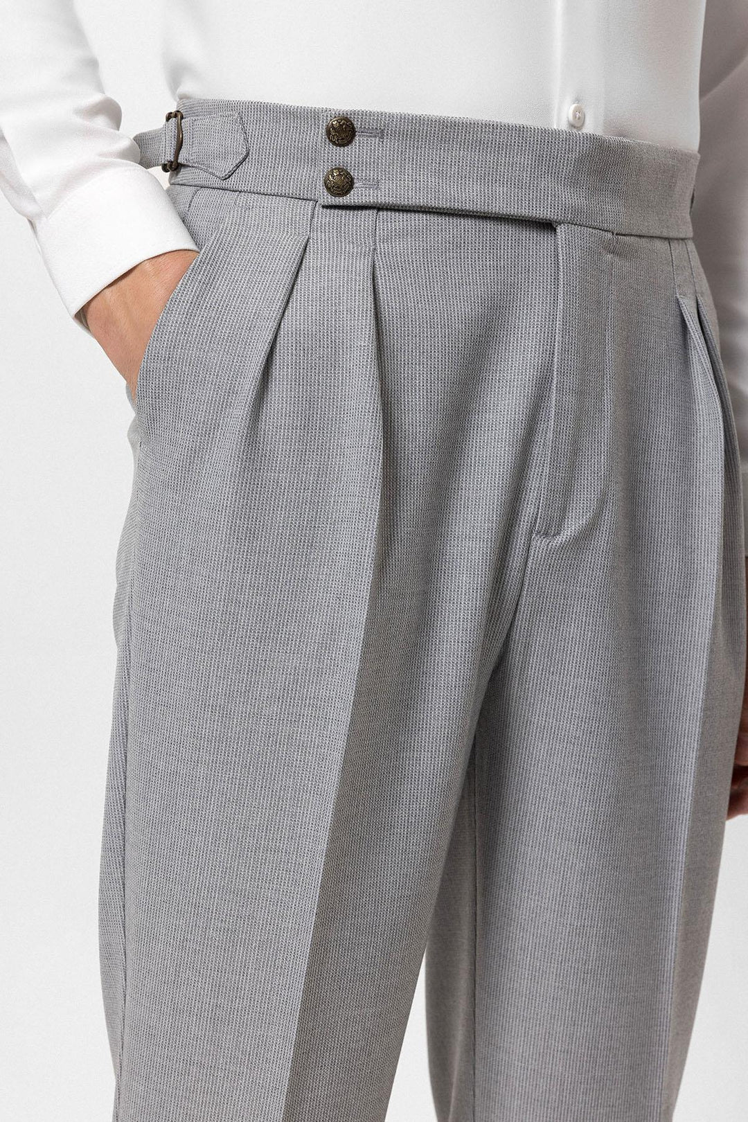 ANT High Waist Side Buckled Pleated Fabric Trousers - Haarlem