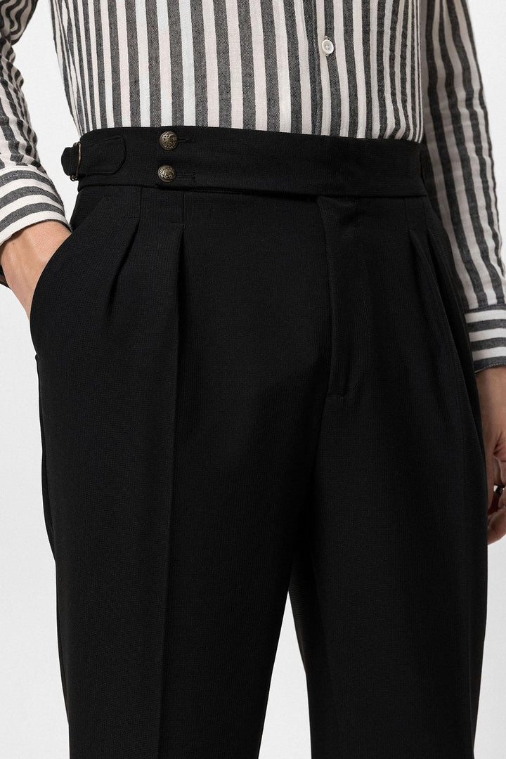 ANT High Waist Side Buckled Pleated Fabric Trousers - Detmold