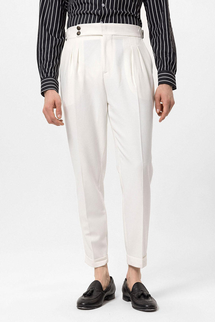 ANT High Waist Side Buckled Pleated Fabric Trousers - Westerville