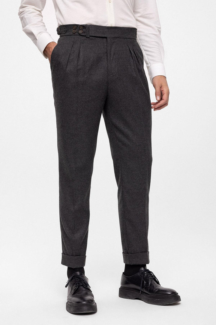 ANT Wool Look High Waist Pleated Men's Trousers - Livingston