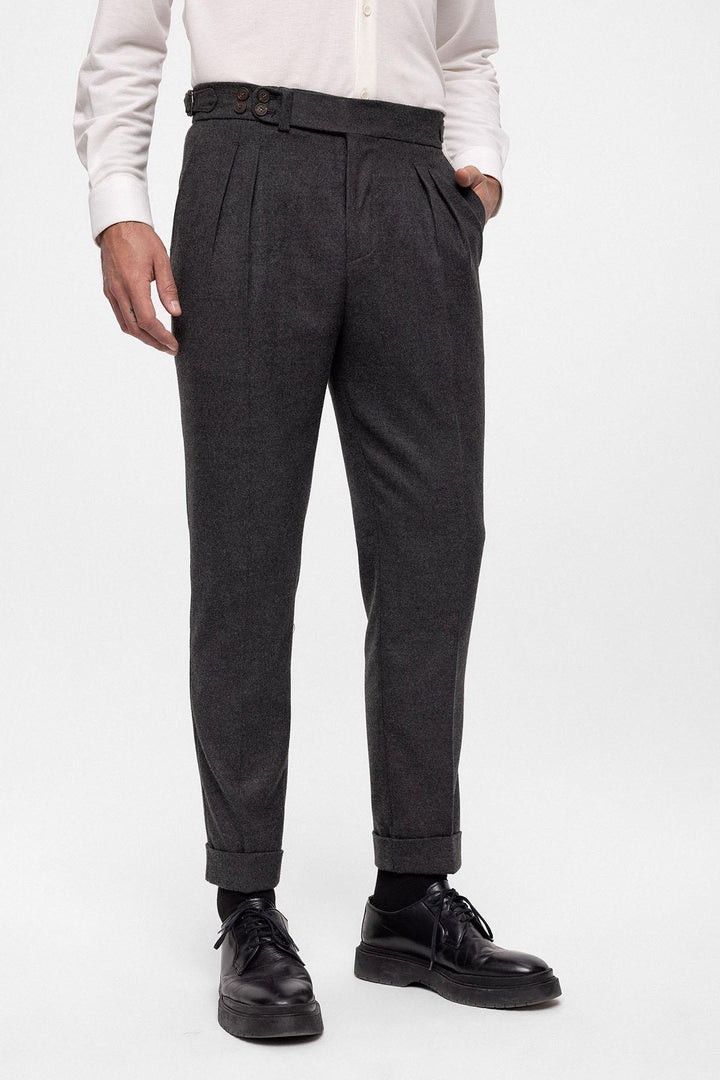 ANT Wool Look High Waist Pleated Men's Trousers - Livingston