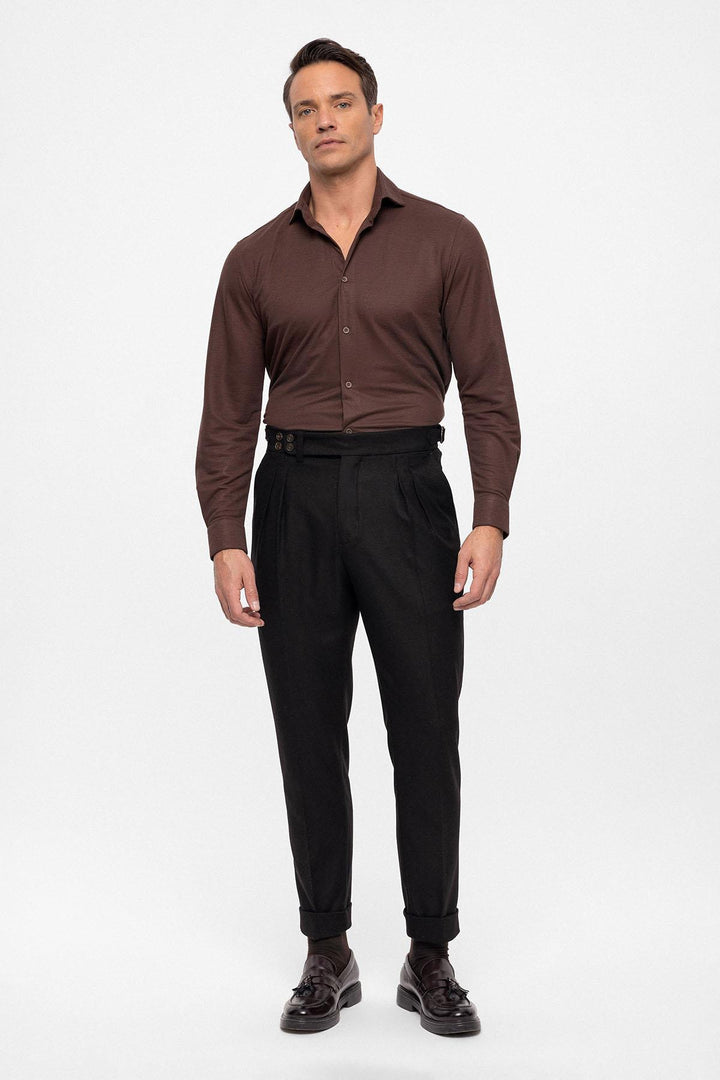 ANT Wool Look High Waist Pleated Men's Trousers - Trento