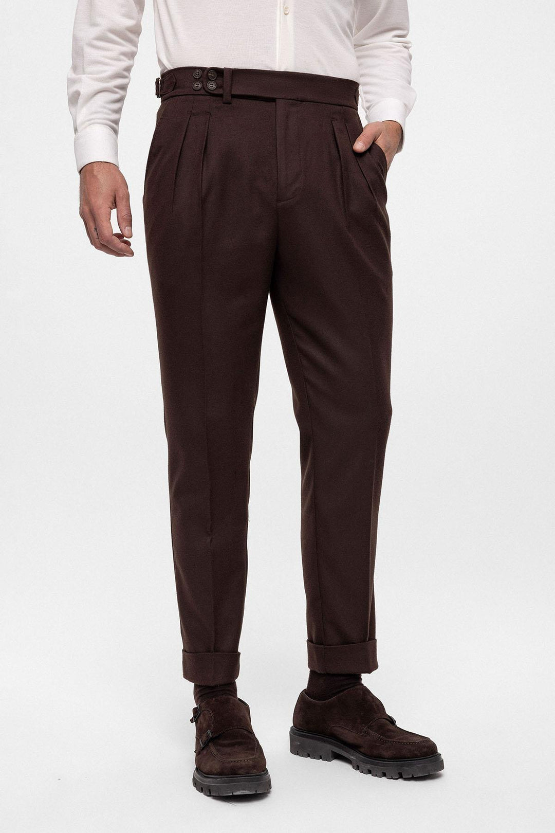 ANT Wool Look High Waist Pleated Men's Trousers - Cascina