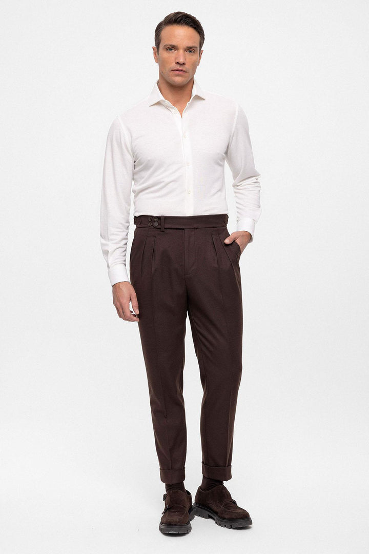 ANT Wool Look High Waist Pleated Men's Trousers - Cascina