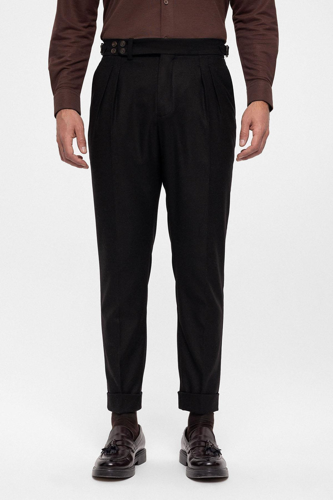 ANT Wool Look High Waist Pleated Men's Trousers - Trento