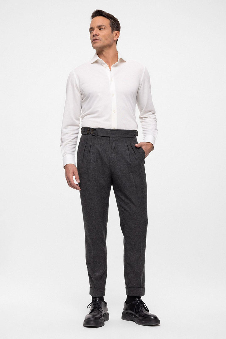 ANT Wool Look High Waist Pleated Men's Trousers - Livingston