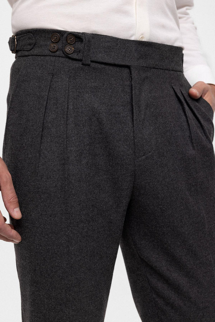 ANT Wool Look High Waist Pleated Men's Trousers - Livingston