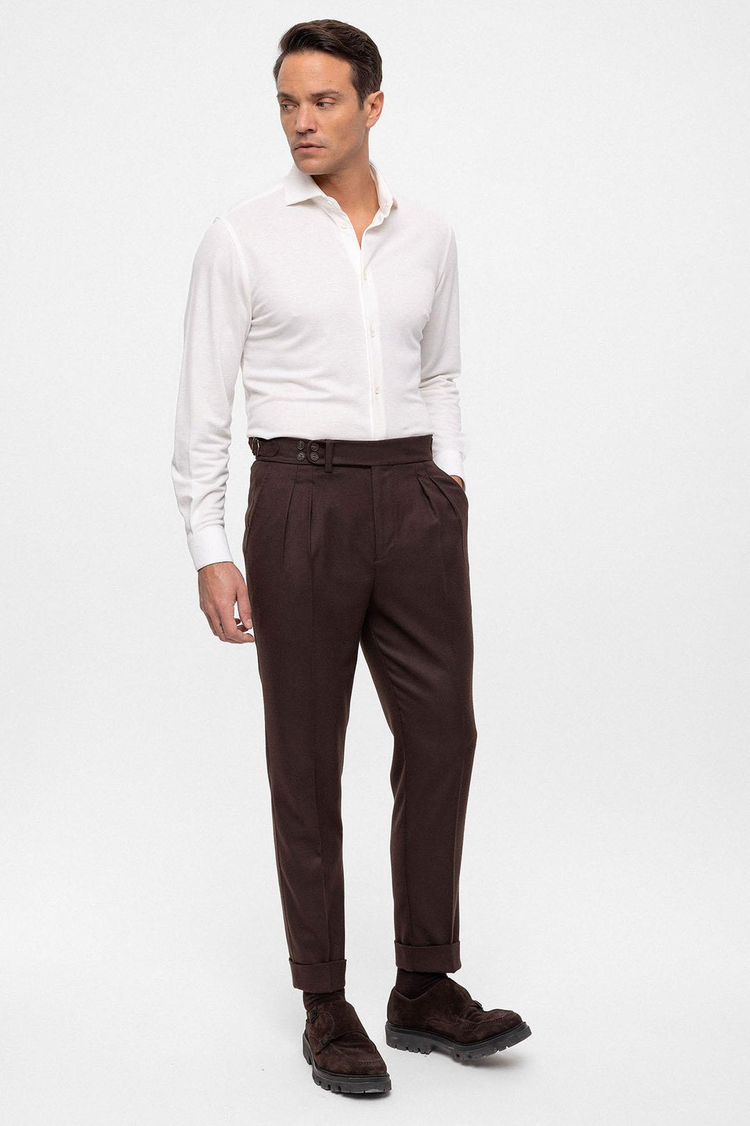 ANT Wool Look High Waist Pleated Men's Trousers - Cascina