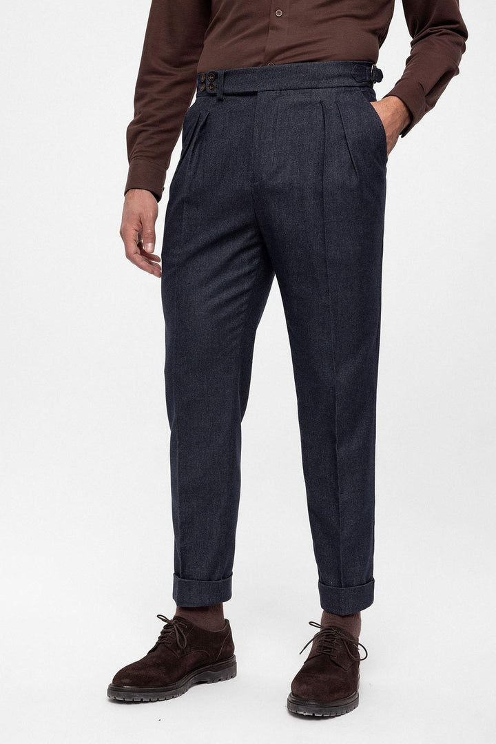 ANT Wool Look High Waist Pleated Men's Trousers - Moore